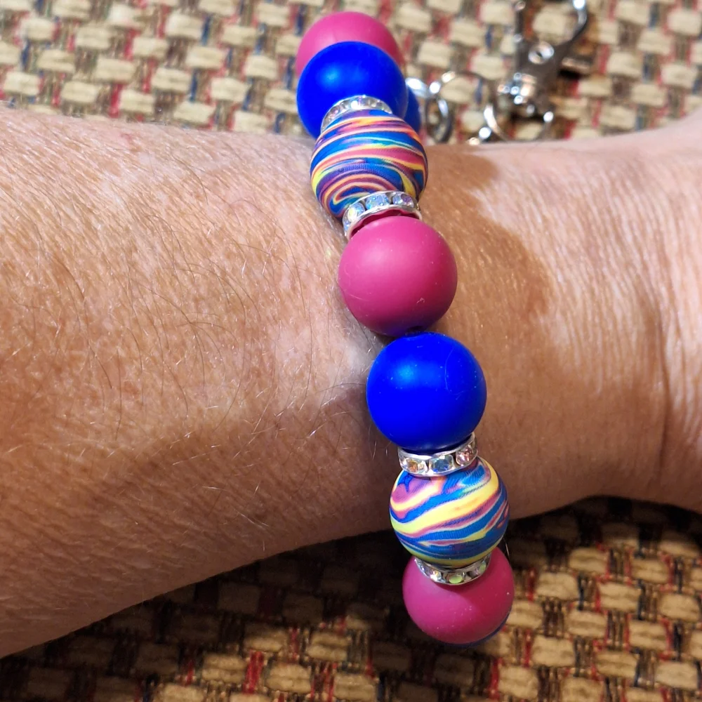 Handcrafted Homemade Artisan Silicone Bead Keychain Bracelet Wristlet